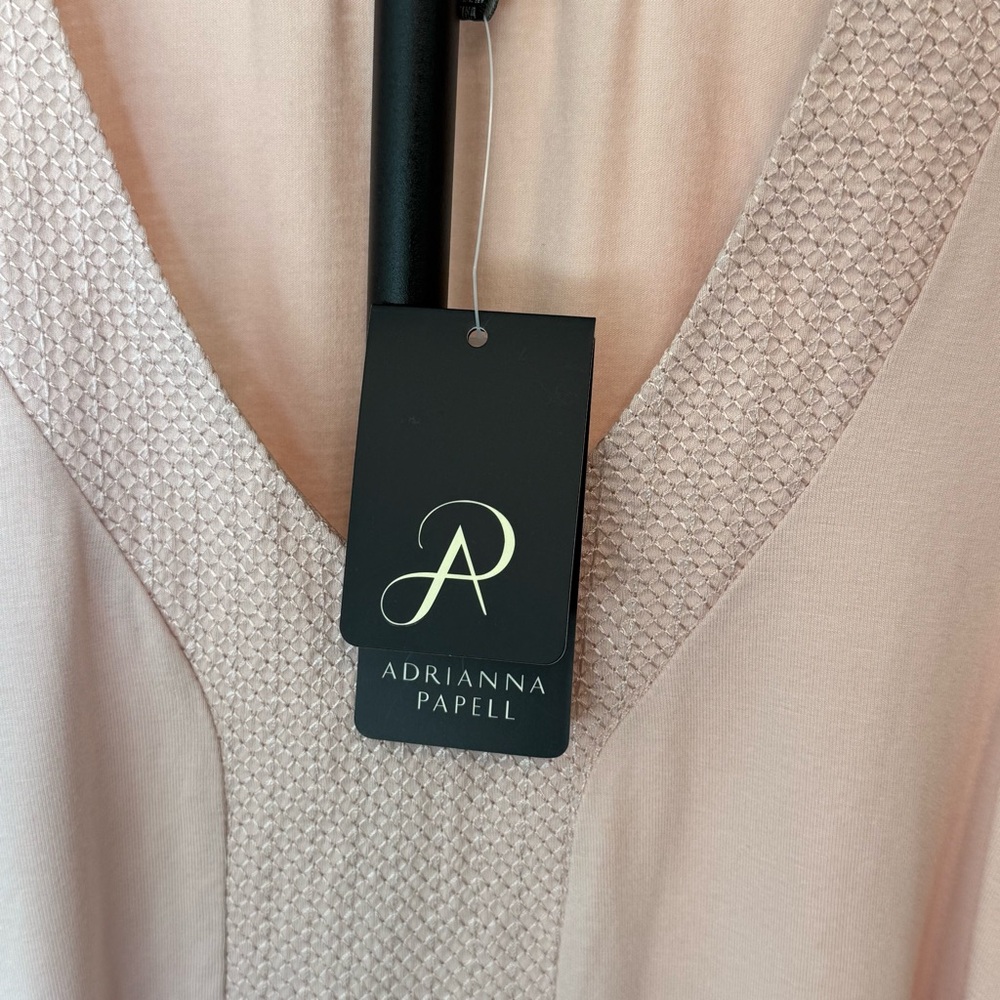 Blush Pink Flowy Tank Top Embroidered V Neck Sharkbite Hem Boho Summer Medium - Picture 7 of 11
